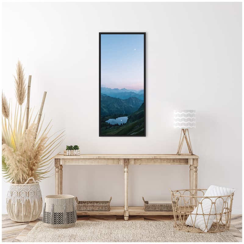 Kate and Laurel Sylvie Moonrise over the Mountain Lake in the German Alps Framed Canvas by Michael Schauer