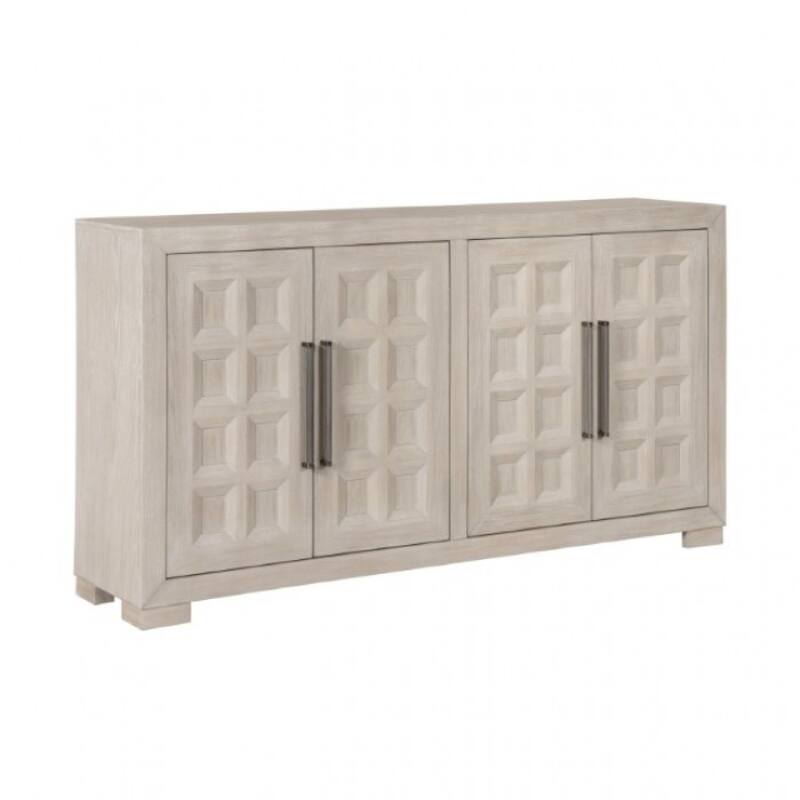 Kizie Sideboard Buffet Console 4 Doors, Shelves, Tawny Brown 66 Inch