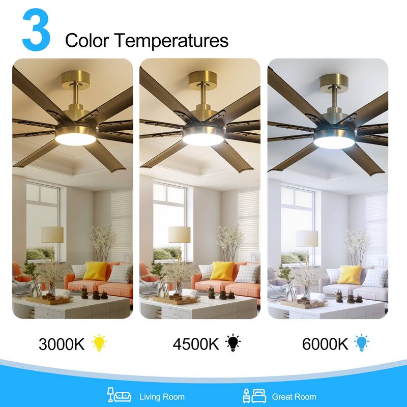 72 in. Integrated LED Indoor Black-Aluminum-Blade Ceiling Fans with Light and Remote