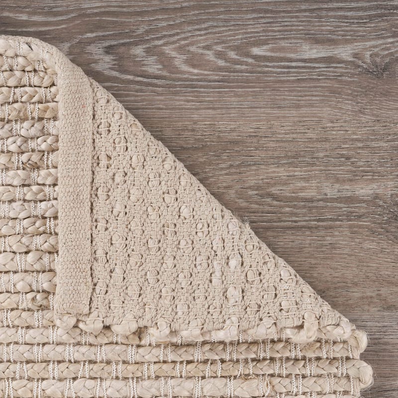 Violet Silver/Ivory Striped Hand-Woven Jute Indoor Area Rug by Sevita