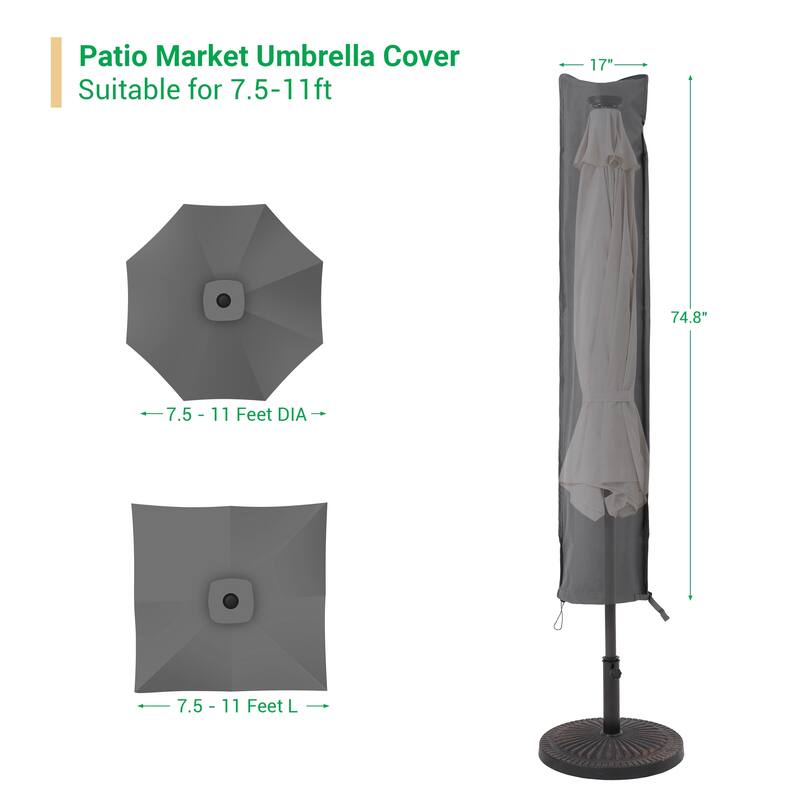 LIVOOSUN Patio Market Umbrella Covers 600D UV Resistant, Fits 9ft-11ft