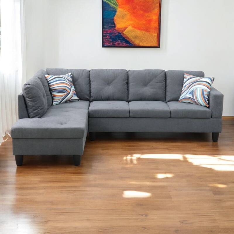 KISRAIS 97" Wide 2-Piece Upholstered Sectional Sofa Set for Small Space