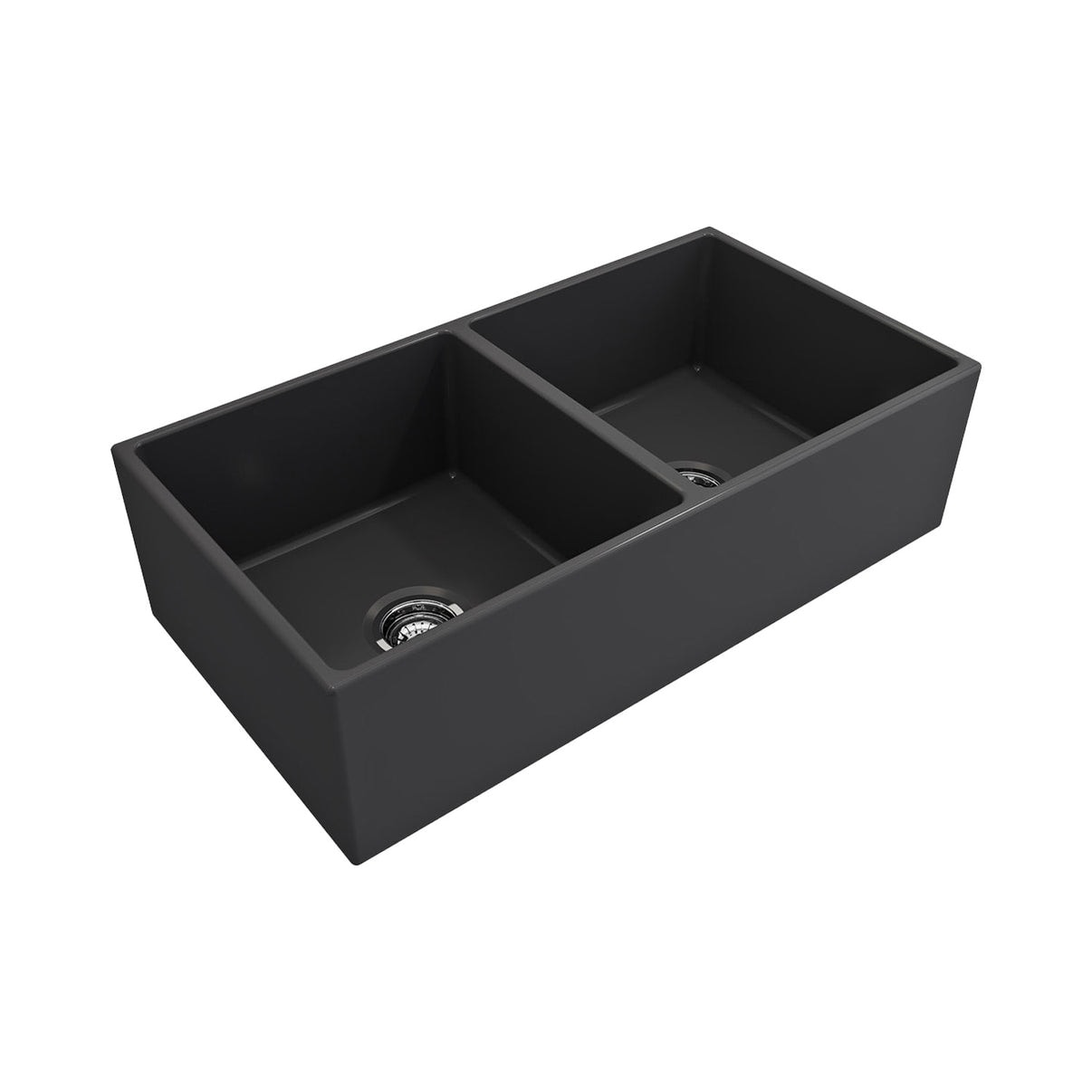 Crestwood 36" Modern Double Bowl Apron Fireclay Sink - Charcoal