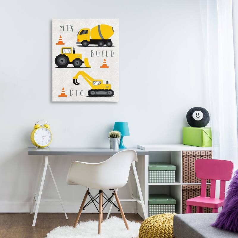 Stupell Mix Build Dig Trucks Canvas Wall Art Design By Elizabeth Tyndall