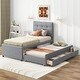 preview thumbnail 1 of 21, Modern and Timeless Twin Size Upholstered Platform Bed with Pull-out Twin Size Trundle and 3 Drawers Gray
