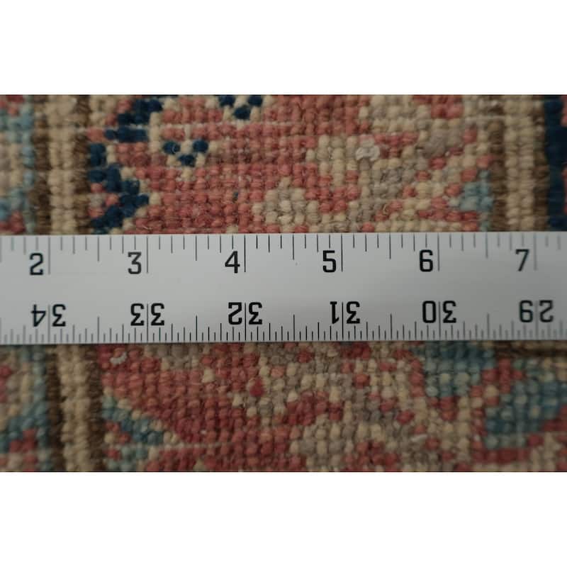 Hand Knotted Oriental 100% Wool Carpet Traditional Geometric Beige & Ivories Kazak Runner Rug - 16' 3'' X 3' 2''