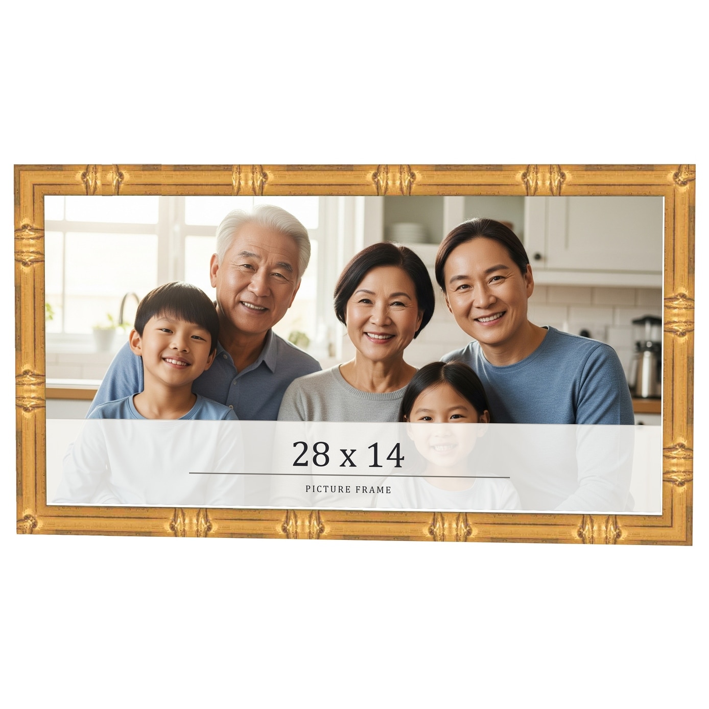 28x14 Frame Gold Bamboo Solid Wood Picture Frame | 1 Inch Moulding