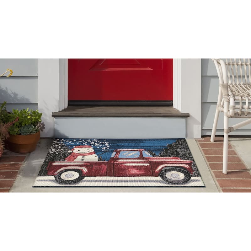 Liora Manne Esencia Truck Load Of Cheer Indoor/Outdoor Mat - 2' x 2'10"