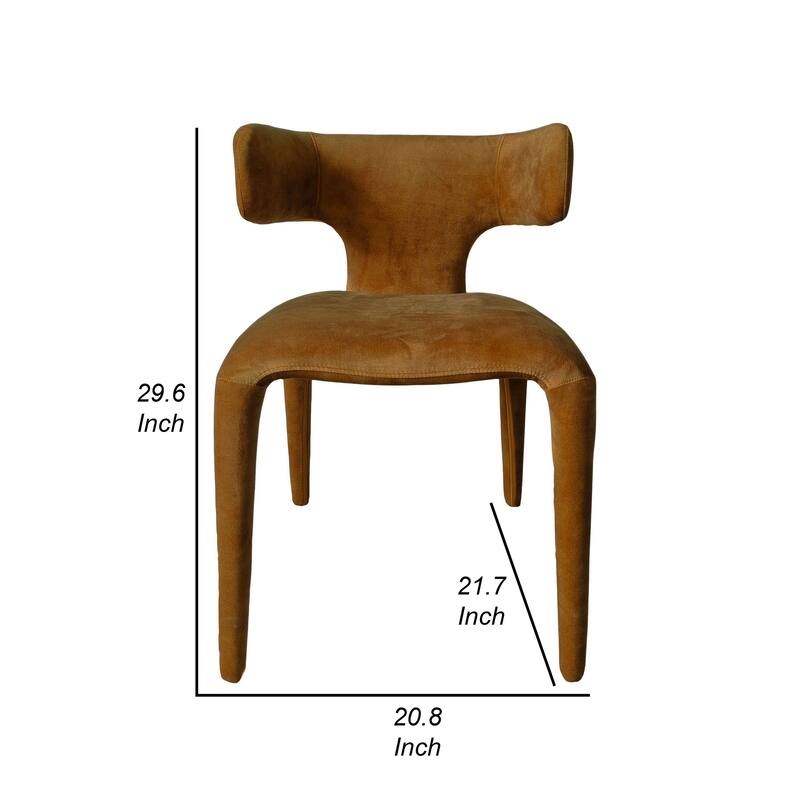 Cid Eve 21 Inch Dining Chair, Curved Wingback, Brown Textured Polyester