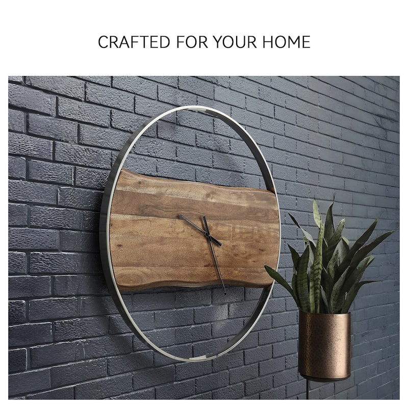 Panchali Brown/Silver Finish Wall Clock - 024052686944