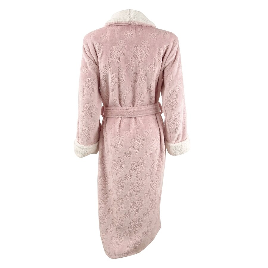 PS, Chalky Rose Charter Club Womens Petite Faux-Sherpa Trim Robe Robes ...