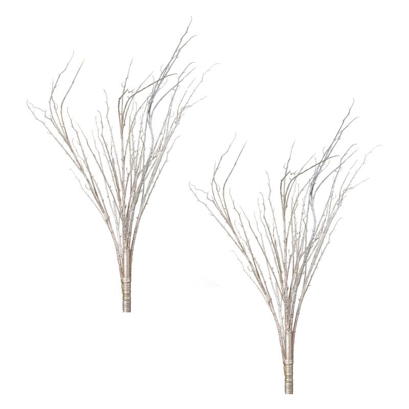 Snowy Christmas Artificial Branch Sprays - 45" - Brown and White - Set of 2
