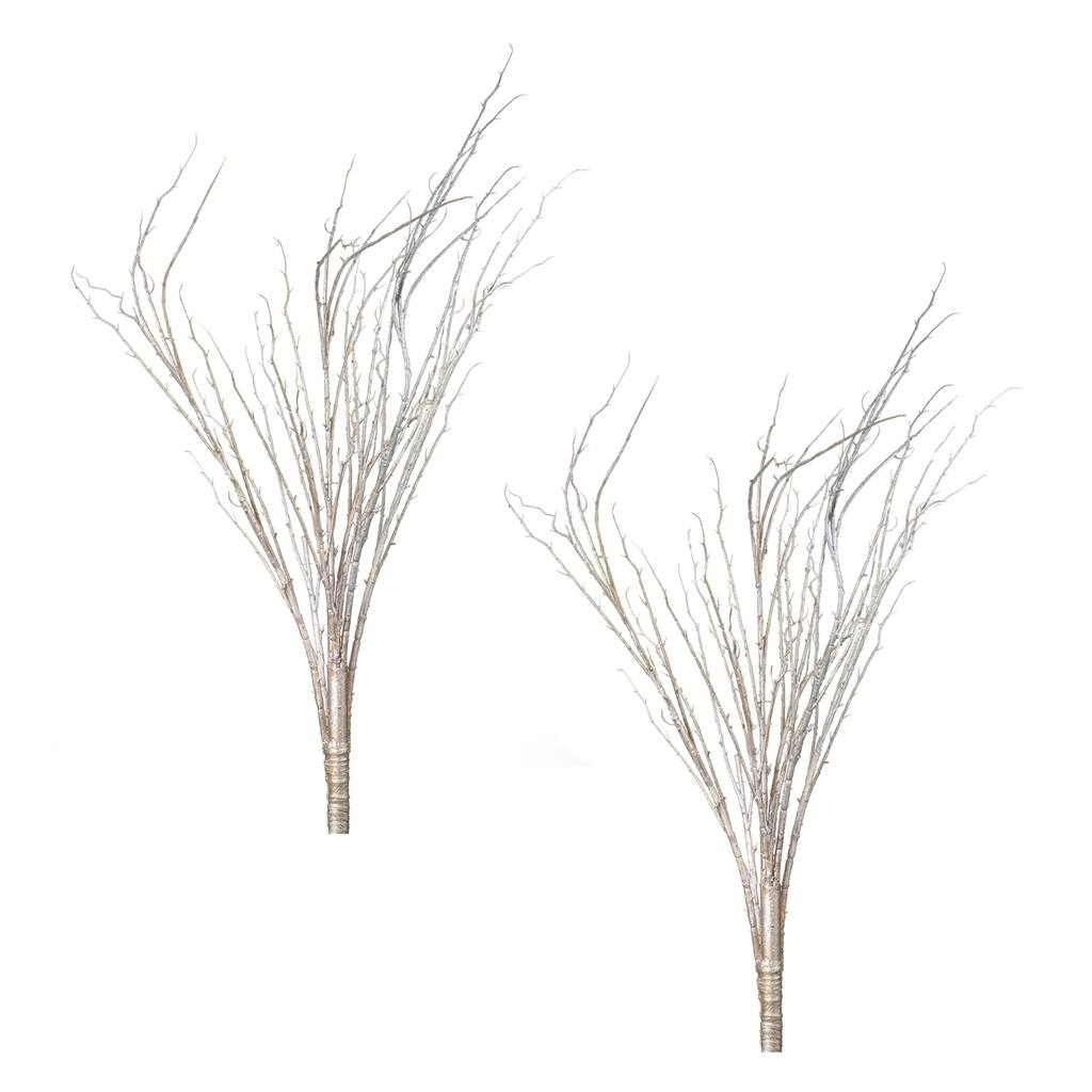 Snowy Christmas Artificial Branch Sprays - 45" - Brown and White - Set of 2