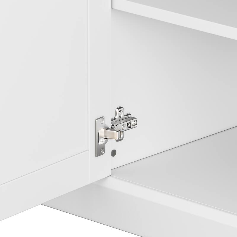 Minimalist Entertainment Wall Unit with Bridge for 75" TVs & Adjustable Shelves