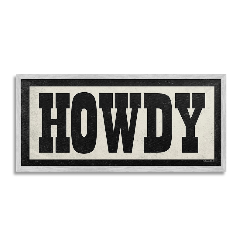 Stupell Vintage Howdy Sign Framed Giclee Art Design By Susan Ball