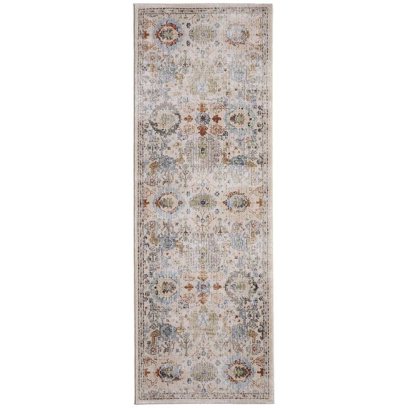 HomeRoots Floral Persian Runner Area Rug - 87.00 in. x 30.00 in. x 0.47 in.