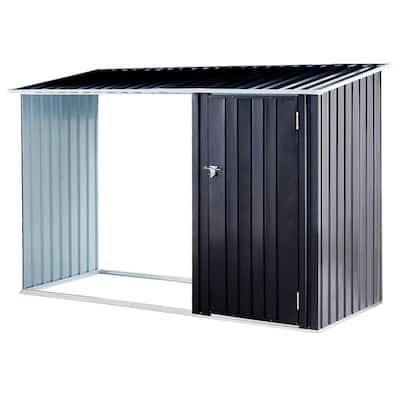 2-in-1 Galvanized Steel Utility Outdoor Storage Shed w/Log Holder