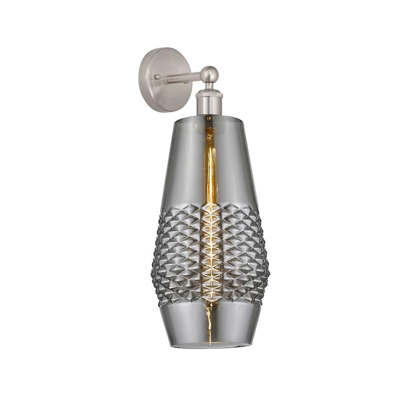 Innovations Lighting Windham - 1 Light 7" Sconce - Smoked/Satin Nickel