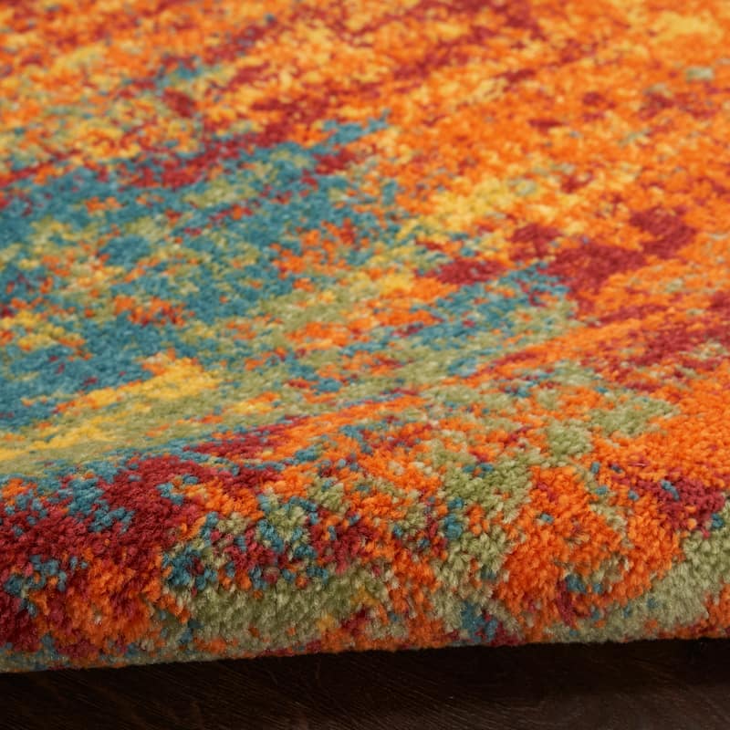 Nourison Essentials Indoor/Outdoor Red Abstract Area Rug