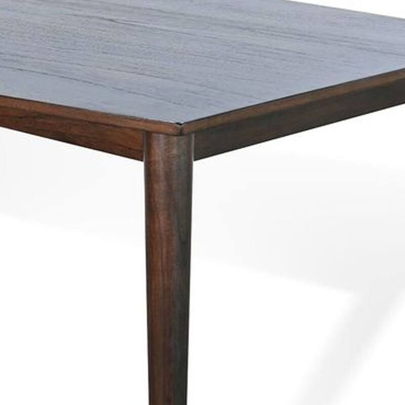 Amy Dining Table, 72 Inch Curved Edge Top, Dark Brown Solid Mindi Wood - Dark Brown