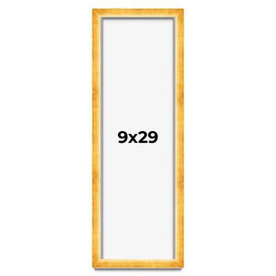 9x29 Shadow Box Frame Gold | 1.625 Inches Deep Real Wood Traditional