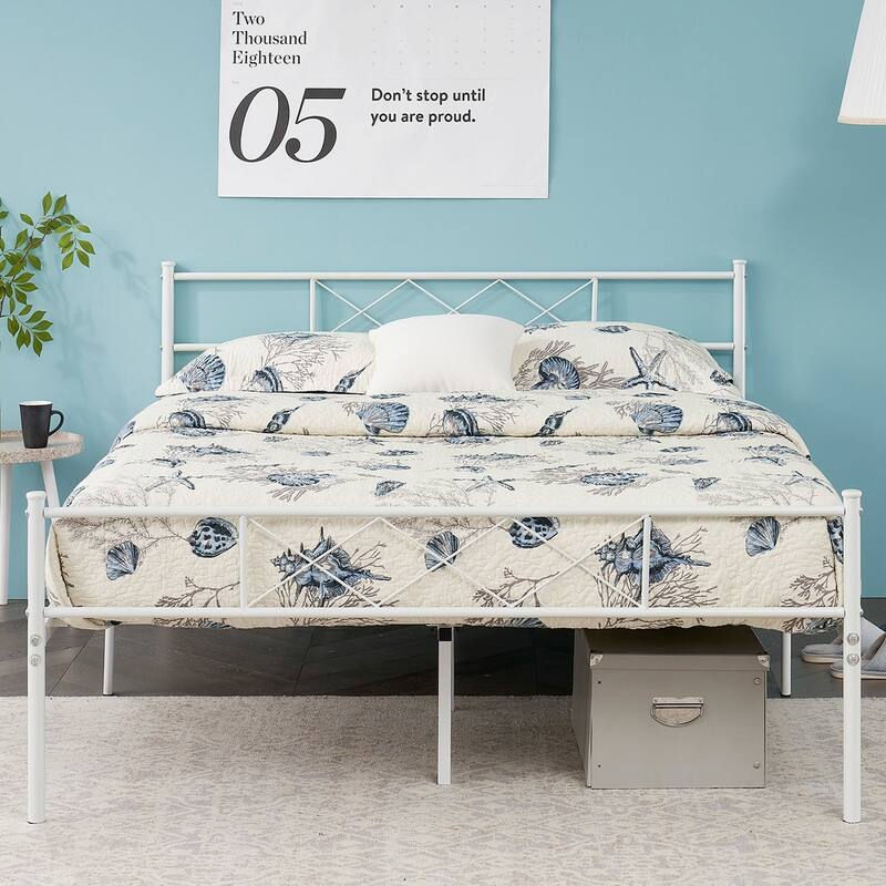 Taomika Bed Frame Twin/Full Queen Size Bed,No Box Spring Needed - Queen