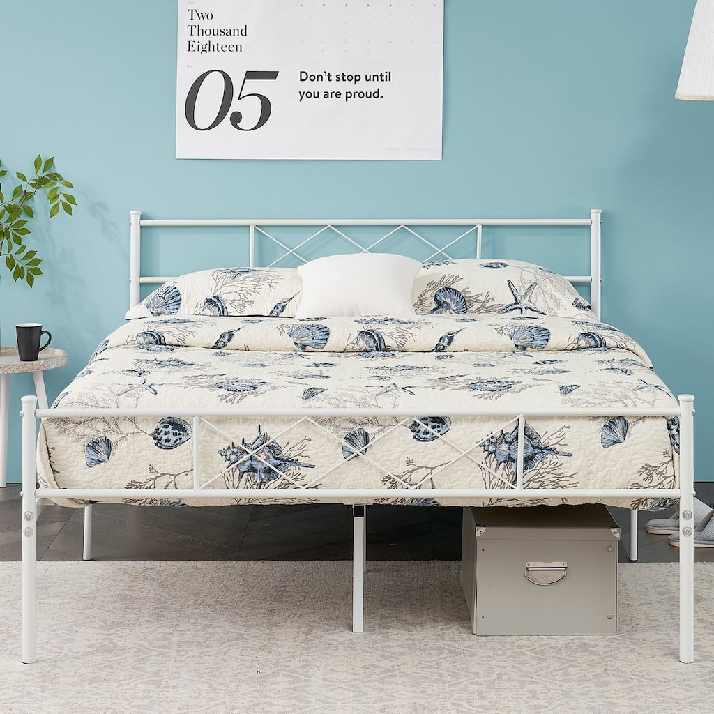 Taomika Bed Frame Twin/Full Queen Size Bed,No Box Spring Needed