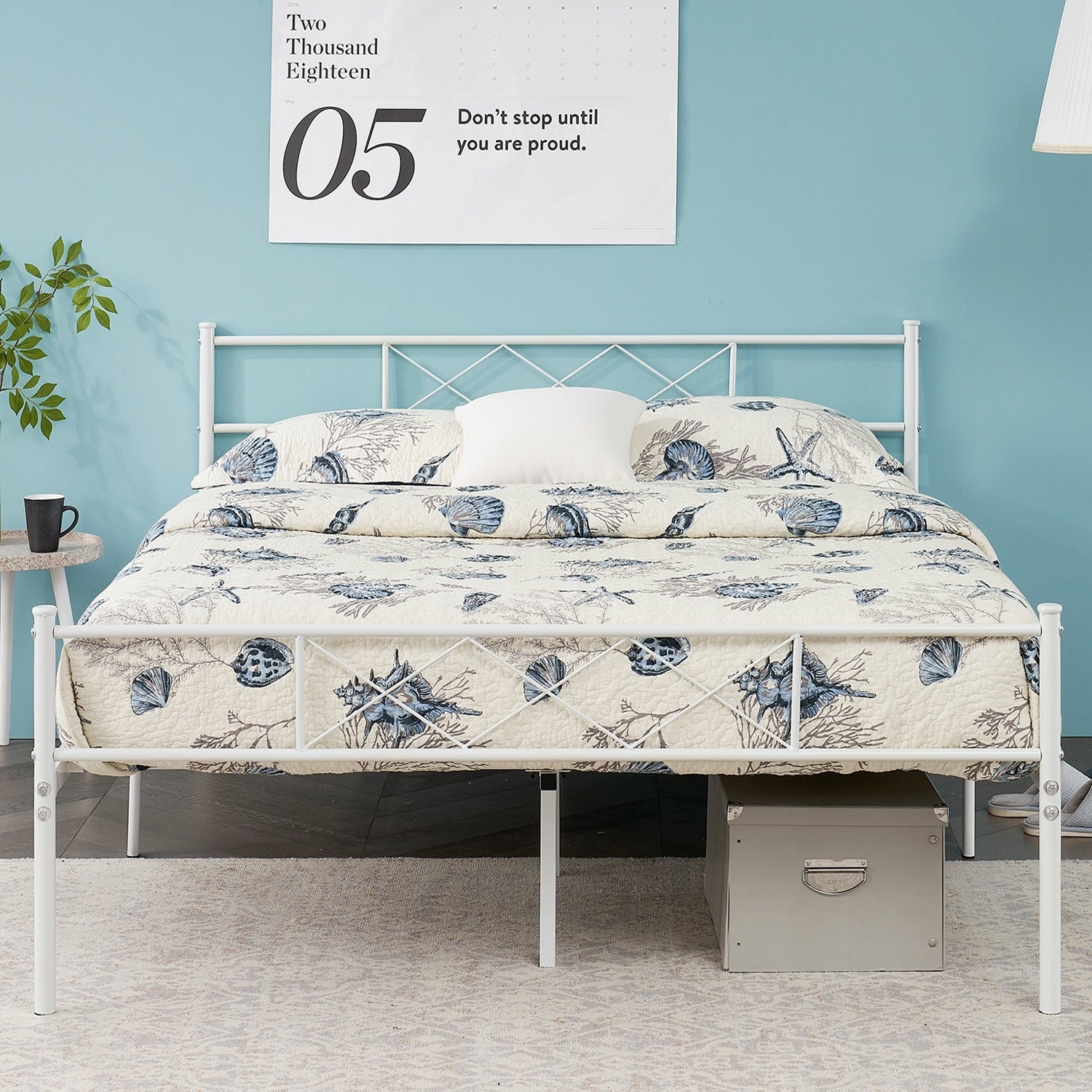Taomika Bed Frame Twin/Full Queen Size Bed,No Box Spring Needed