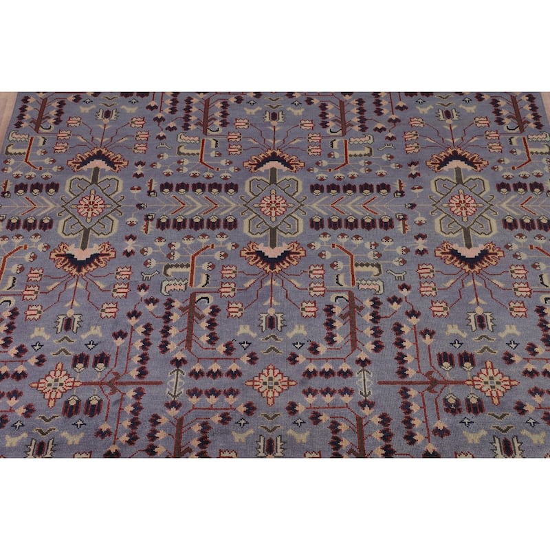 Blue Oushak Oriental Area Rug Handmade Transitional Wool Carpet - 8'8"x 11'10"