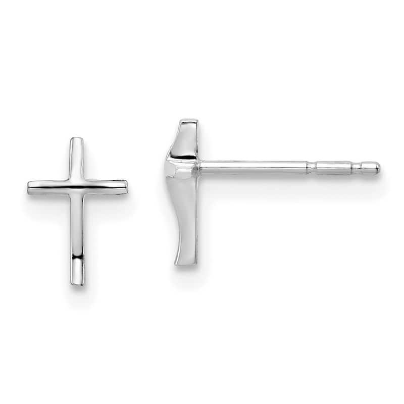 Curata 14k White Gold 7.8mm Puffed Cross Post Earrings