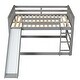 preview thumbnail 11 of 35, Full over Full Multiple Functional Bunk Bed with Slide & Ladder, Grey