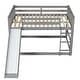 preview thumbnail 11 of 15, Grey Full over Full Wood Bunk Bed with Slide and Ladder for Kids, Boys and Girls