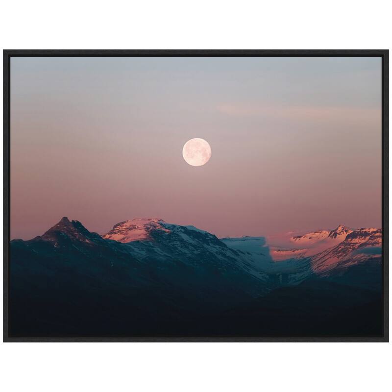 Kate and Laurel Sylvie Panoramic Pastel Moonrise over Icelandic Mountains Framed Canvas by Michael Schauer