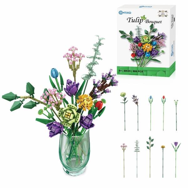 slide 2 of 8, Contixo BK05 Tulip Bouquet Floral Collection Building Block Set Multi - Kids