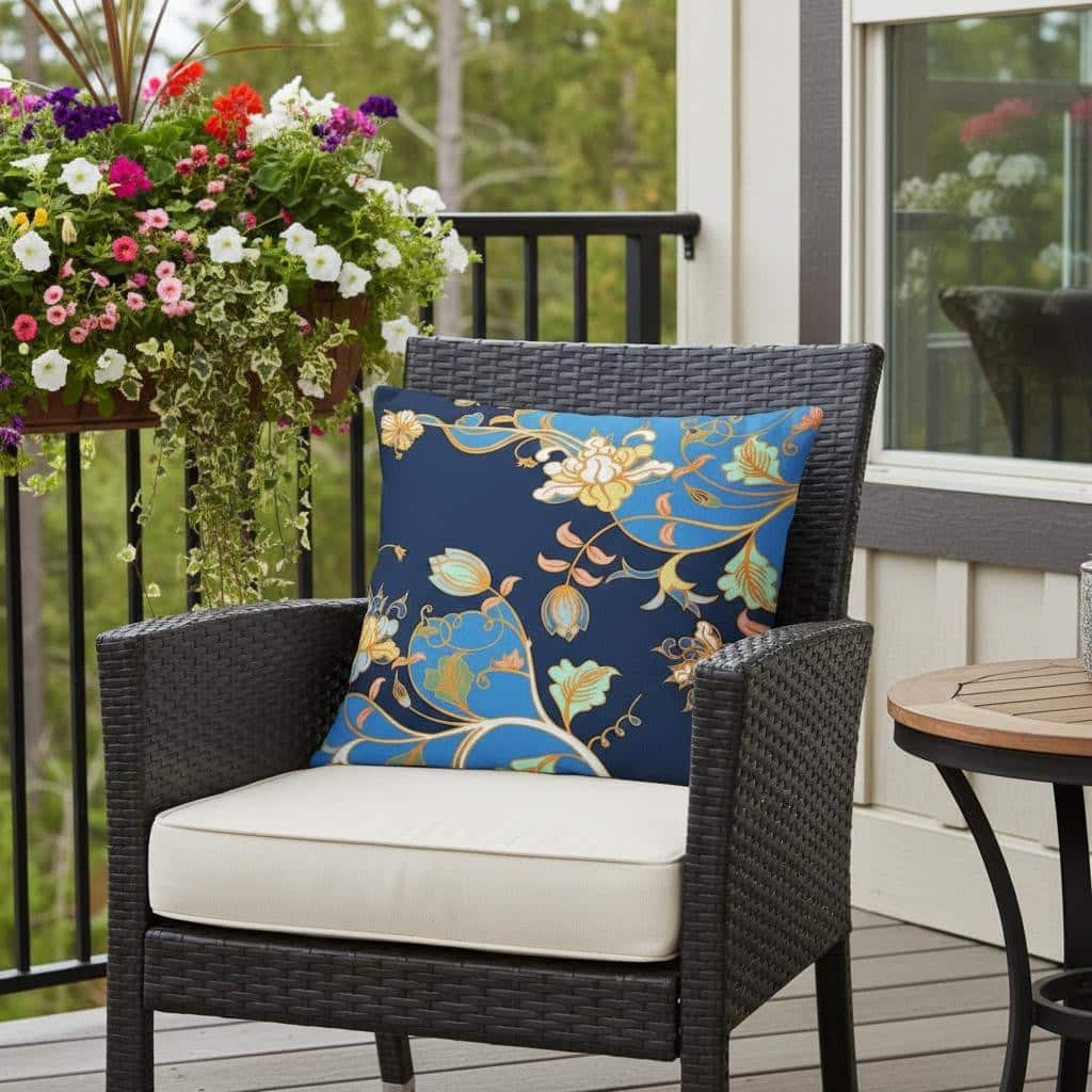 HomeRoots Set of Two 16" X 16" Blue and Orange Botanical Indoor Outdoor Throw Pillow - 16.00' X '16.00' X '5.00