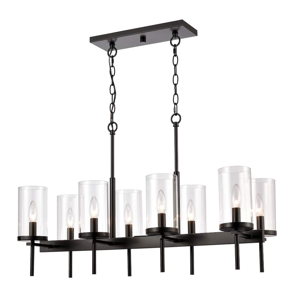 Oakland 32.5-inch Wide 8-Light Linear Chandelier in Black - 32.5in W