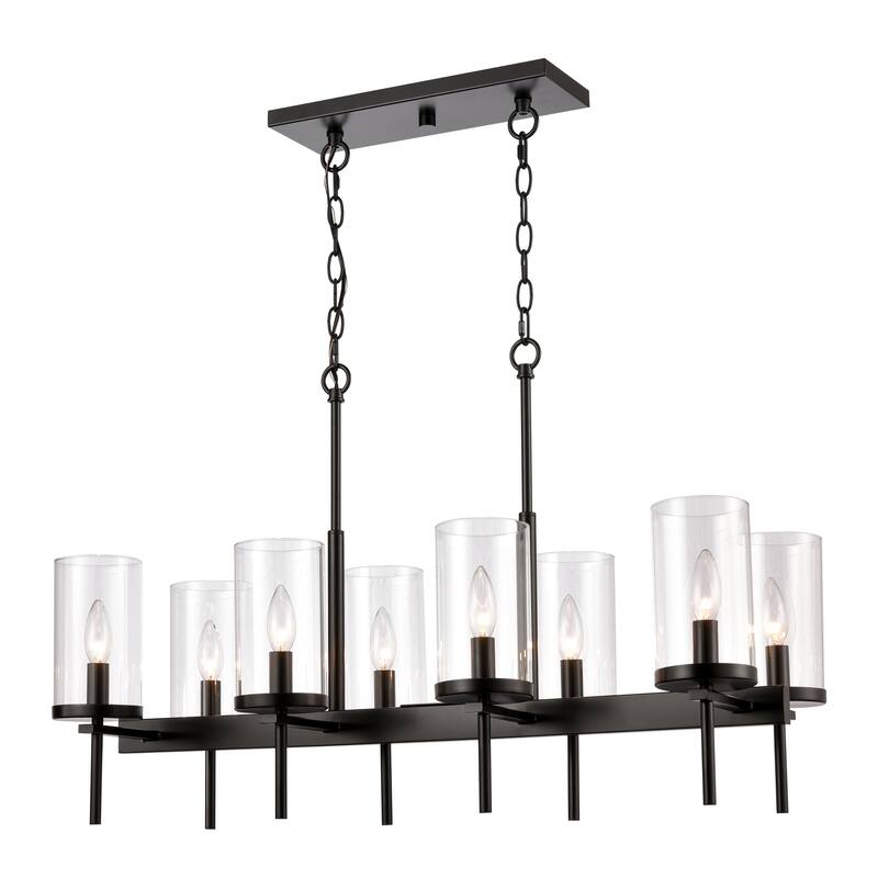 Oakland 32.5-inch Wide 8-Light Linear Chandelier in Black - 32.5in W - Black