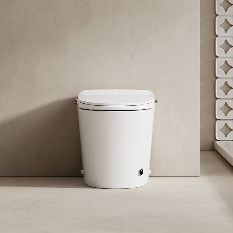 Zarautz Elongated Smart Bidet Toilet Combo with Clean Foam Shield Splash Proof,Heated Seat,Dryer & Foot/Men's flush recognition