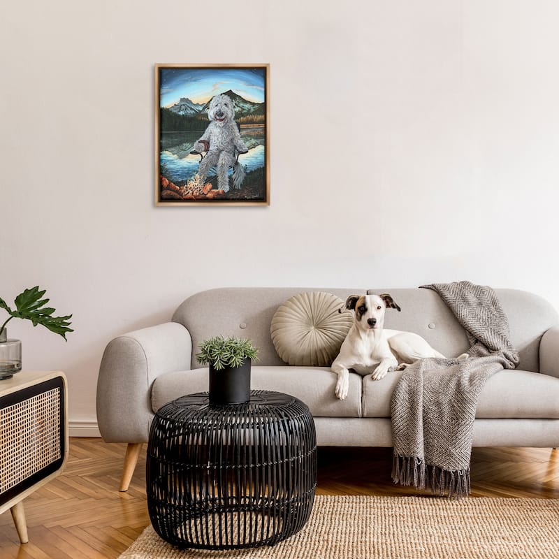 Stupell Dog by Campfire Landscape Framed Floater Canvas Wall Art Design by Holly Simental