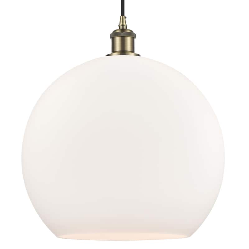Innovations Lighting 516-1P-19-14 Athens Pendant Athens 14" Wide - Antique Brass / Matte White