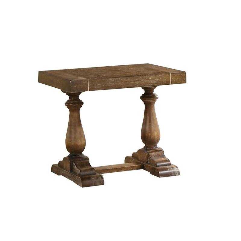 Rossetta Medieval Transitional Style Distressing Wooden Finish End Table, for Living Room