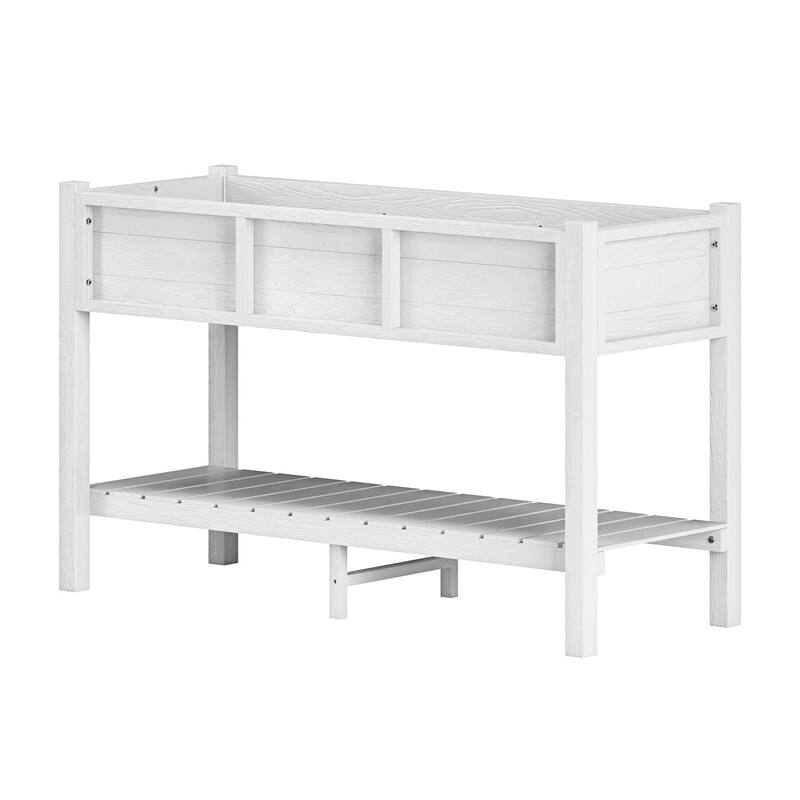 Rectangular Double-Deck Garden Planter Box Raised Garden Bed for Outdoor