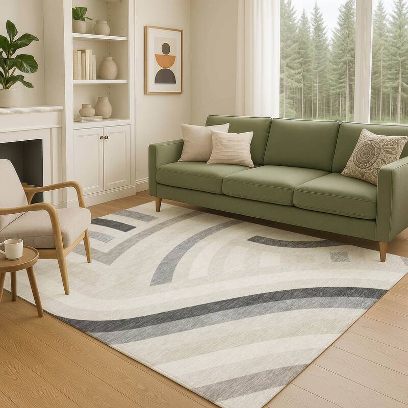 Machine Washable Indoor/ Outdoor Modern Jalen Chantille Rug