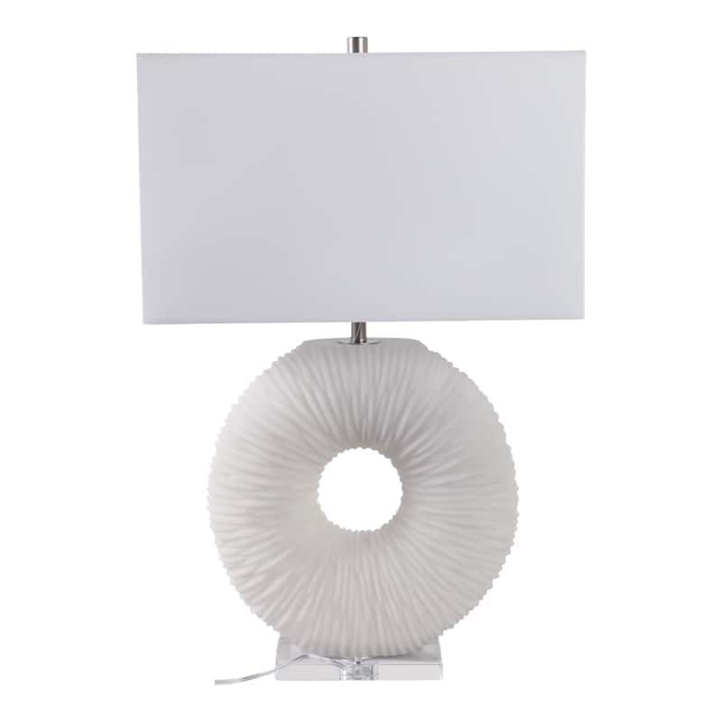 Stone Table Lamp Modern Rectangular Oval Shade Accent - 31" White - 20" x 9" x 31"