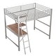 preview thumbnail 5 of 6, Full Size High Loft Bed with Desk & Shelf for Kids, Teens, Adults, Metal Bedframe with Ladder & Guardrail, No Box Spring Needed
