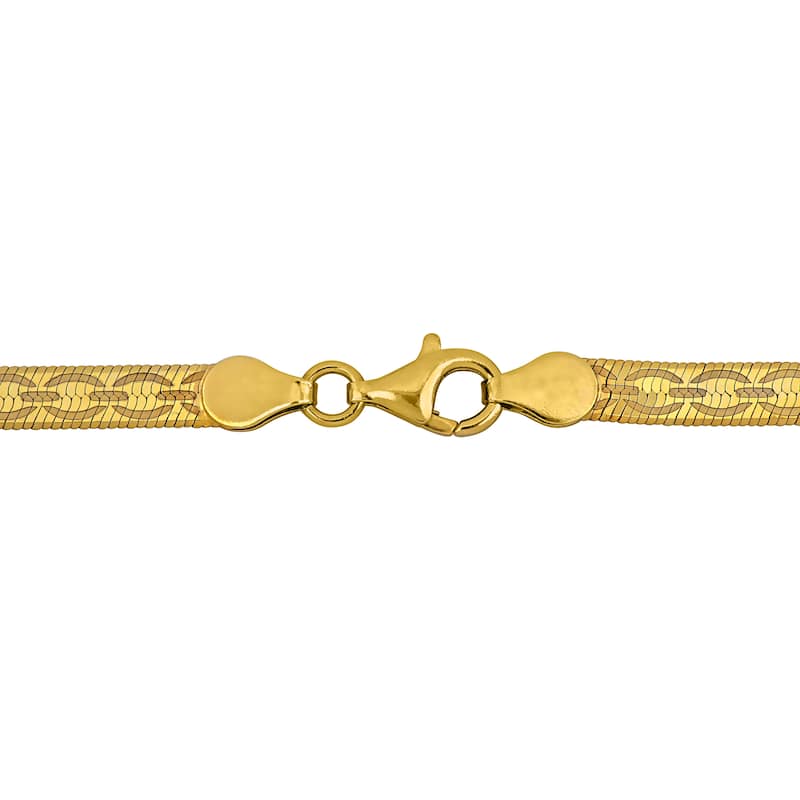 Miadora 4.5mm Fancy Herringbone Necklace in Yellow Plated Sterling Silver