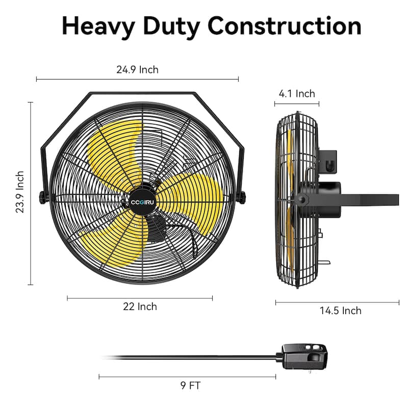 20" Outdoor Industrial 3-Speed Wall Mount Fan with IP44 Waterproof
