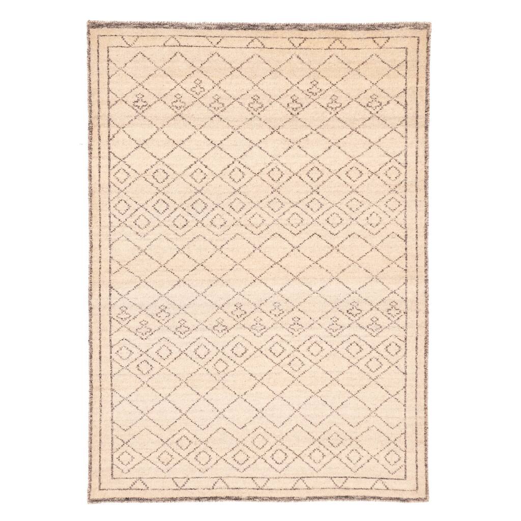 ECARPETGALLERY Hand-knotted Tangier Ivory Wool Rug - 5'6 x 7'11