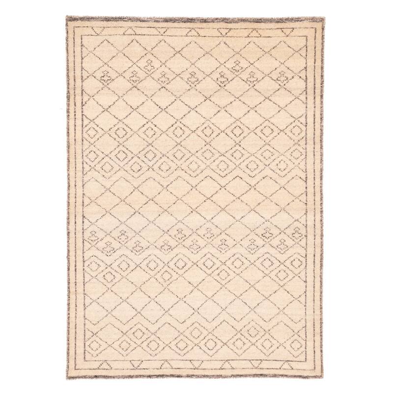 ECARPETGALLERY Hand-knotted Tangier Ivory Wool Rug - 5'6 x 7'11