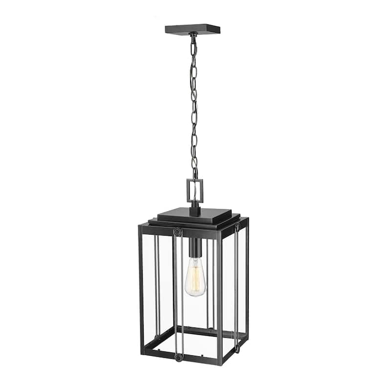 Millennium Lighting Barkeley 4 Light Outdoor Hanging Lantern in Powder Coated Black with Clear Glass Shades